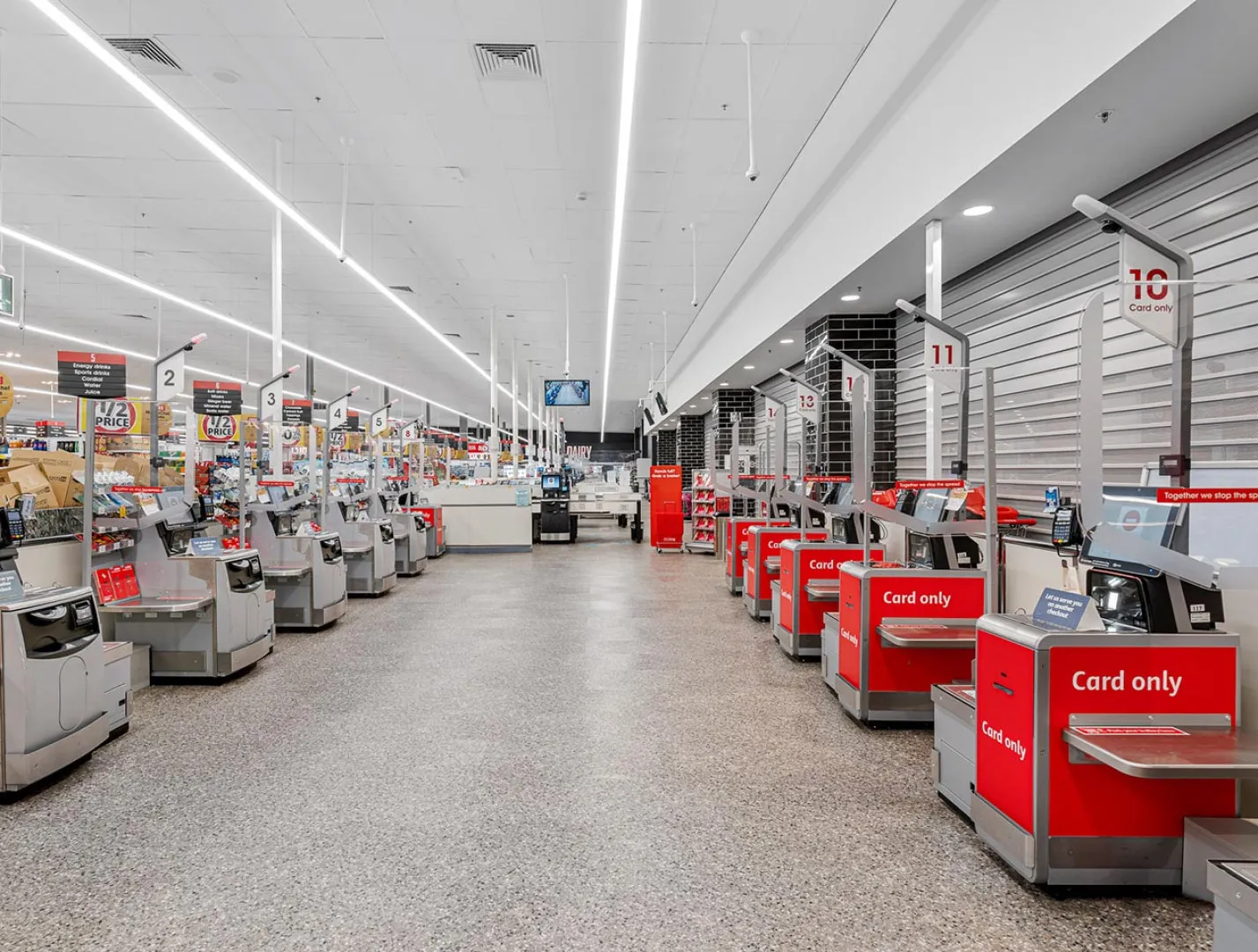 Coles self-checkout area after repaint by Colourway